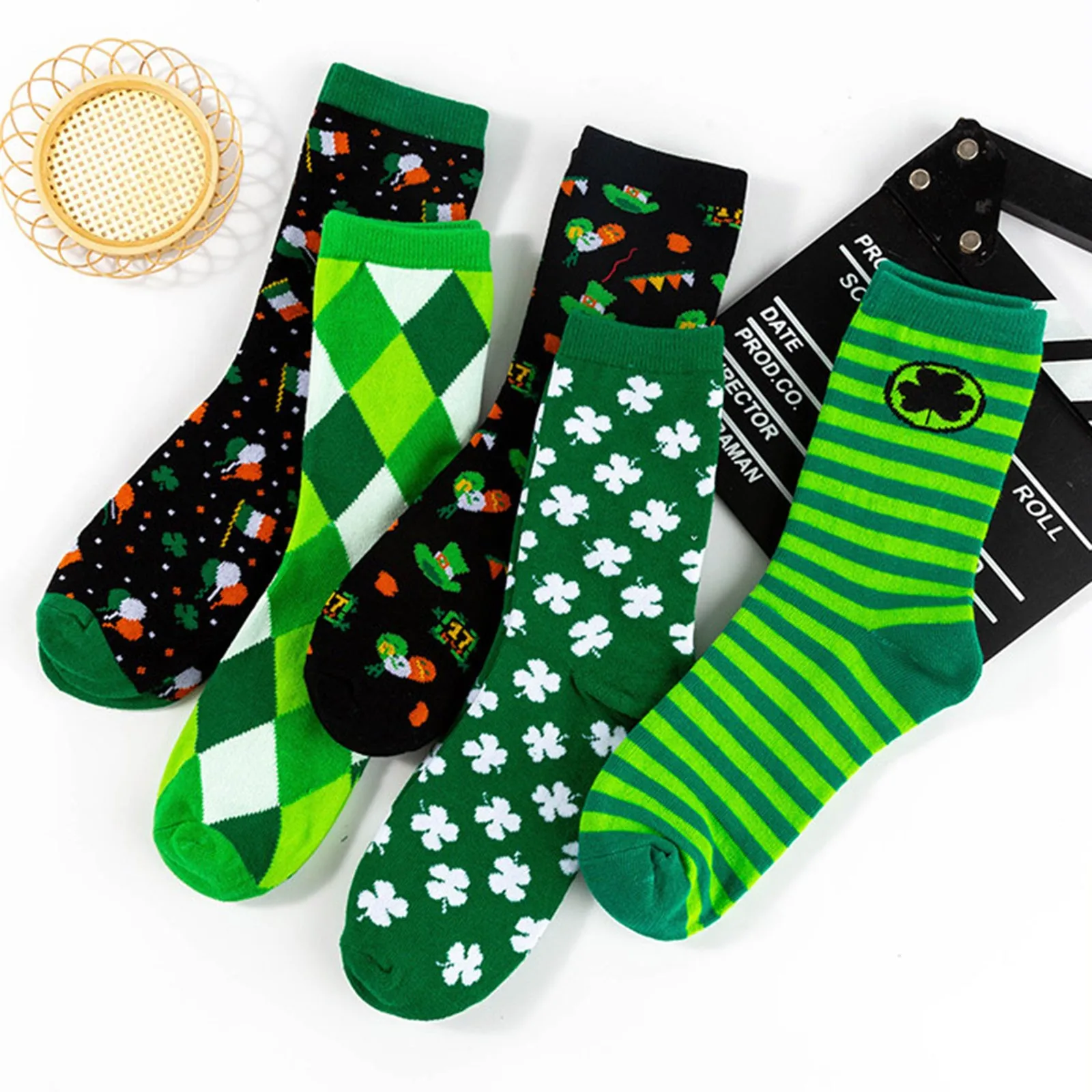 

Saint Patrick's Day Women Socks Green Shamrock Clover Print Ankle Sock Comfortable Breathable Sport Sweat-Absorbing High-Quality