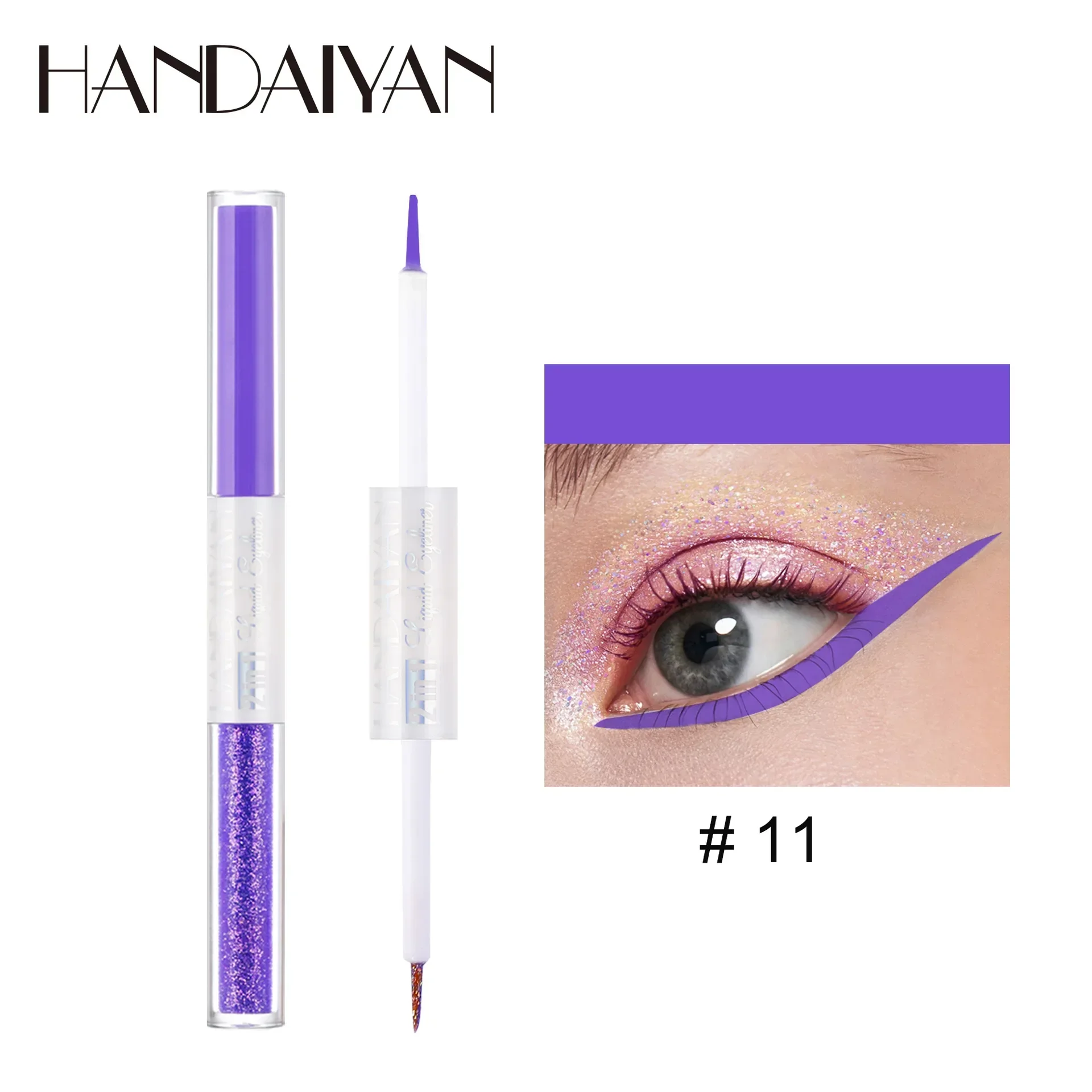 HANDAIYAN nouveau Double tête Eyeliner ombre à paupières ensemble miroitant paillettes durable imperméable mode 2 en 1 liquide ombre à paupières cosmétiques