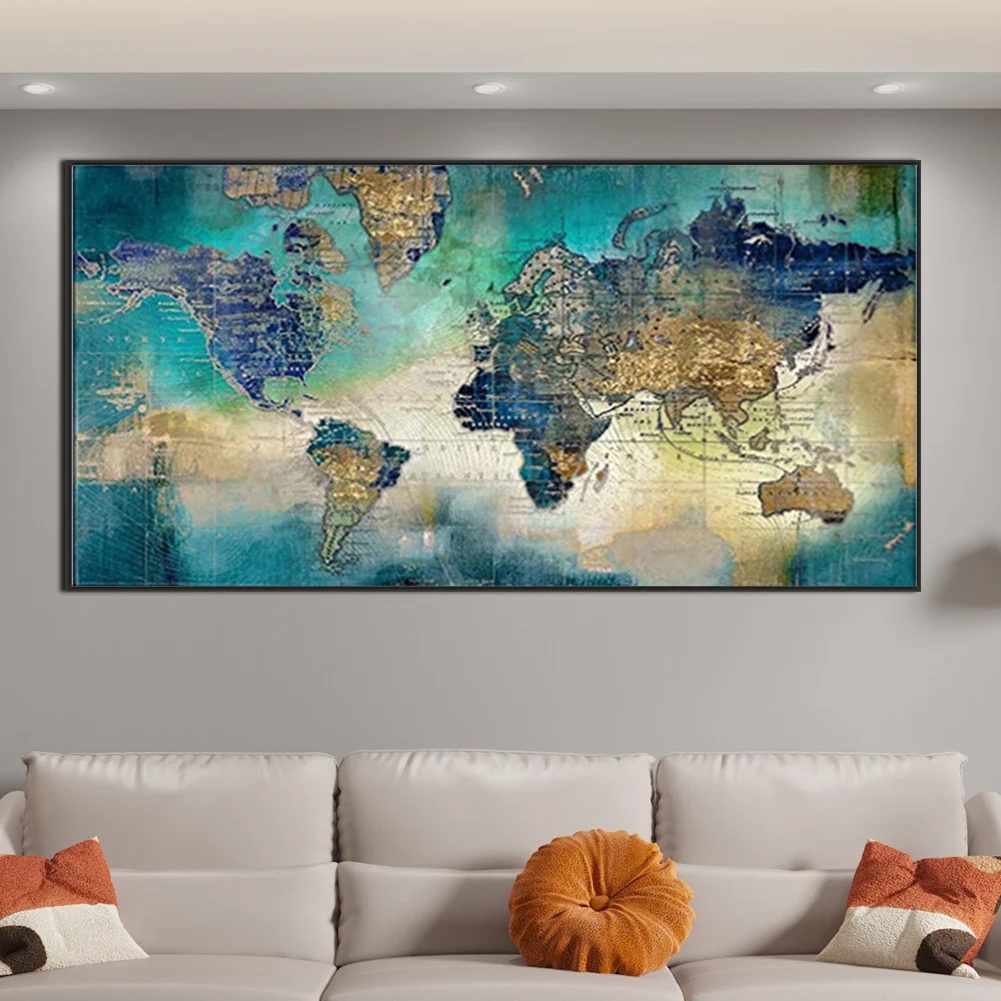 

Map Abstract By Numbers Kit 80x40cm Canvas Drawing DIY Color Pictures