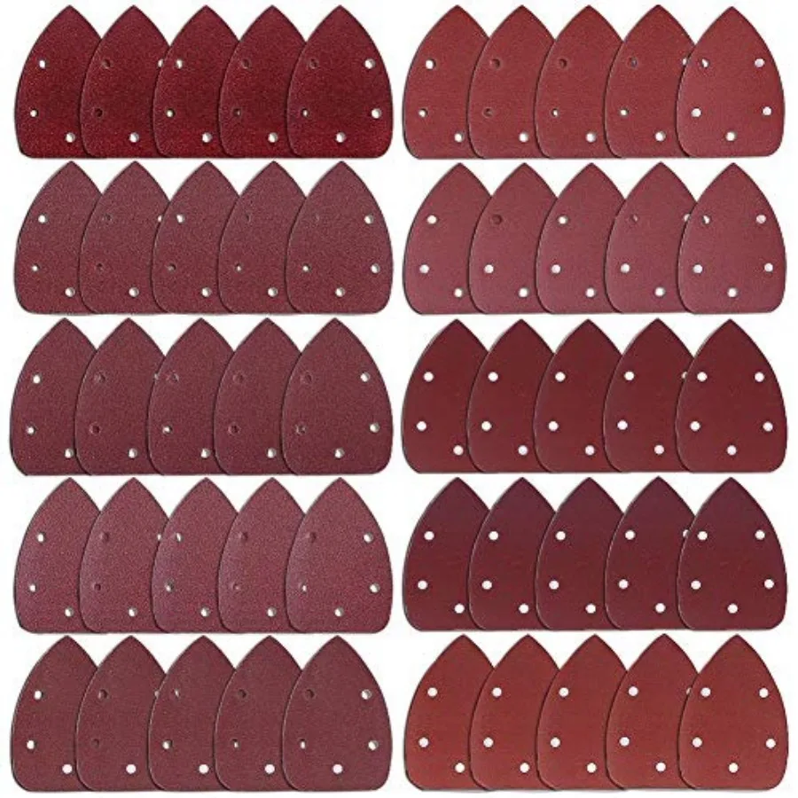 50 Pieces Mouse Sanding Pads Detail Sander Sandpaper Sanding Paper Sheets Hook and Loop Assorted 40/60/ 80/100/ 120/180/ 240/32