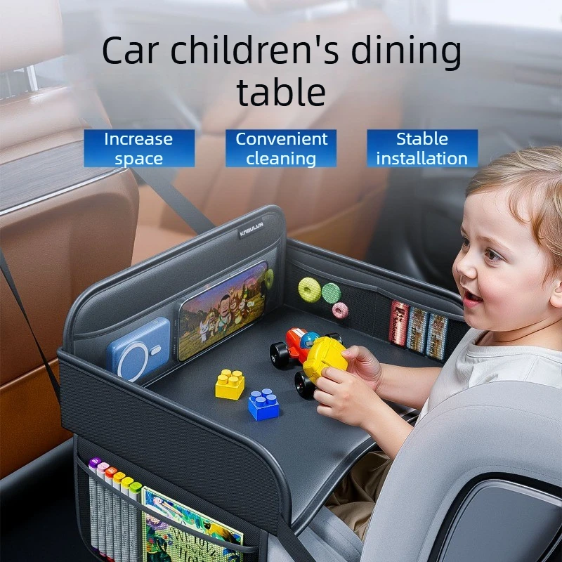

Multifunctional Portable Hanging Organizer Car Rear Seat Organizer, Foldable Dining Tray & Storage Pouch for Family Travel