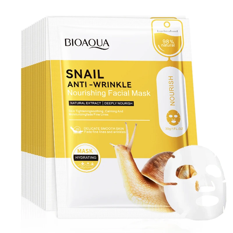 

10pcs BIOAQUA Snail Face Mask skincare Moisturizing Brightening Hydrating Firming Facial Masks Face Sheet Mask Skin Care