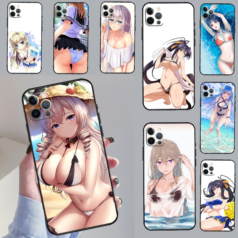 Sexy Anime Bikini Girl Ass Back Case For iPhone 13 Pro Max 16 15 11 12 14 Pro Max mini XR 15 16 Plus 16e Phone Cover