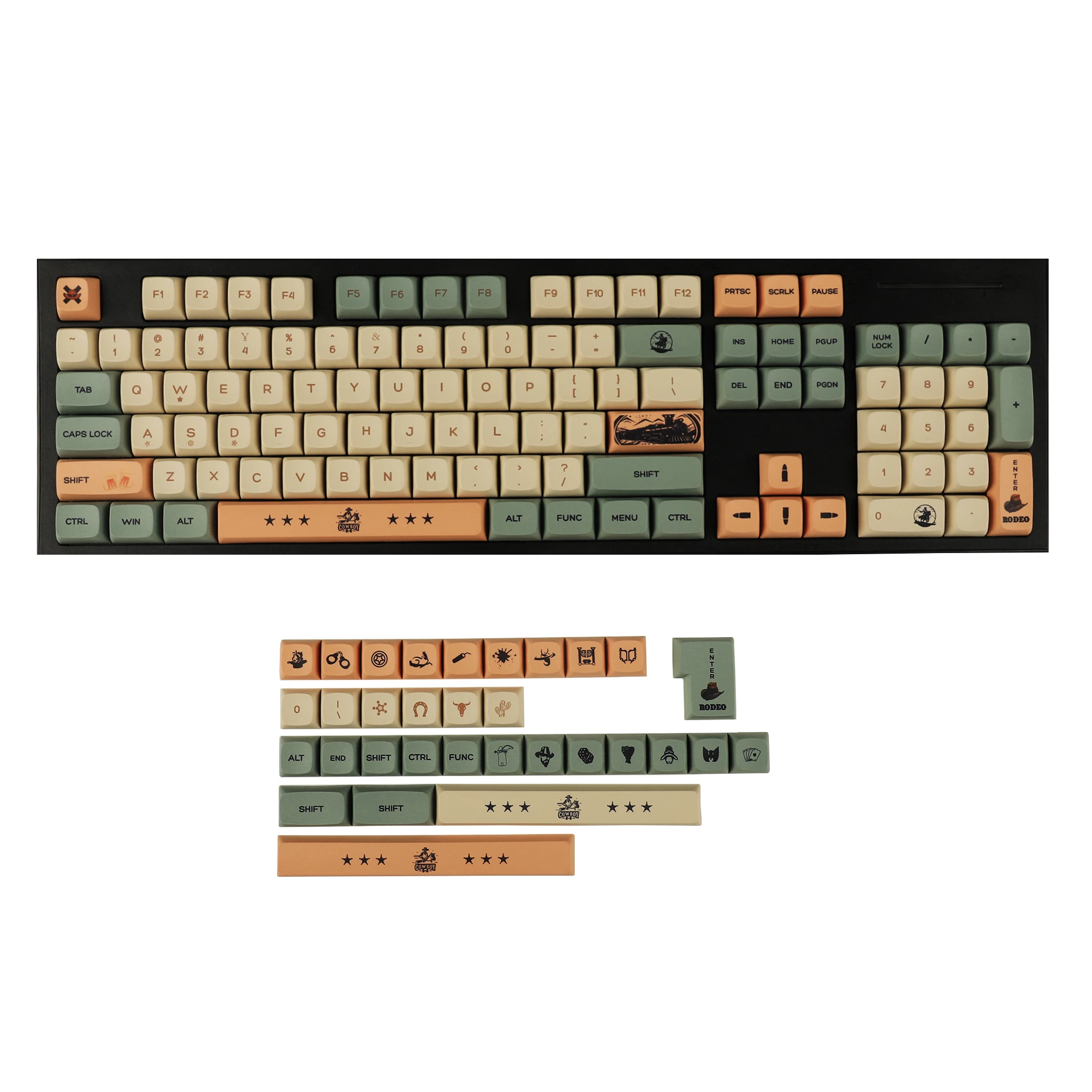 

YMDK 136 ZDA Profile XDA v2 Dye Sub PBT Cowboys Keycaps For 104 TKL 60% 96 84 68 64 MX Switches Keyboard