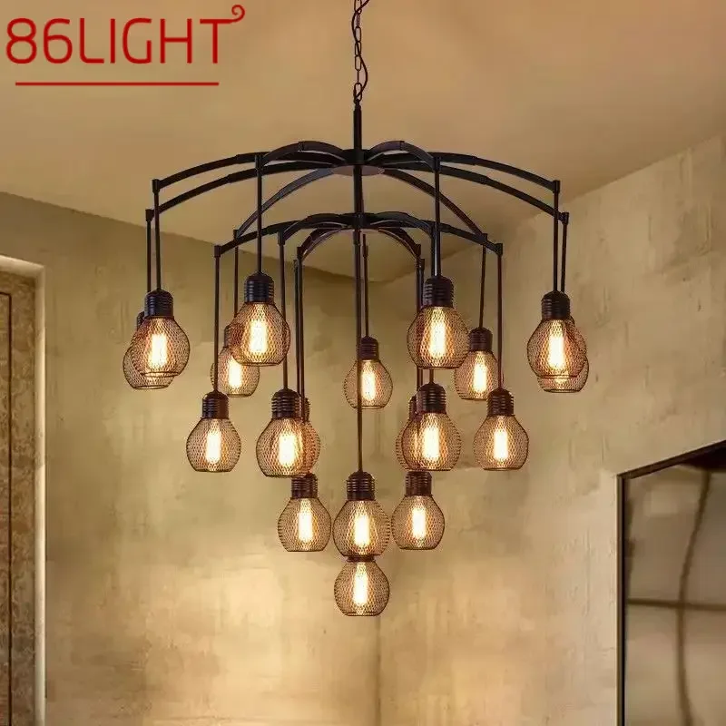 86LIGHT American Retro Pendent Lamp Industrial Wind Living Room Restaurant Loft Clothing Store Cafe Bar Box Homestay Chandelier