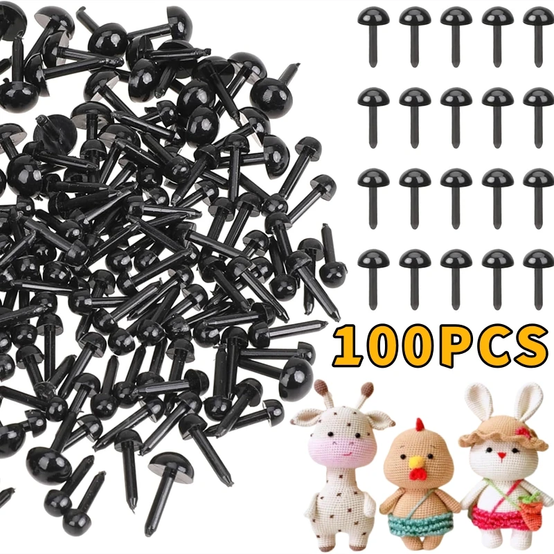 3-8mm Plastic Black Dolls Eyes Doll Crochet Animals DIY Handmade Bear Stuffed Doll Safety Eyes Pin Sewing Crafts Making Supplies