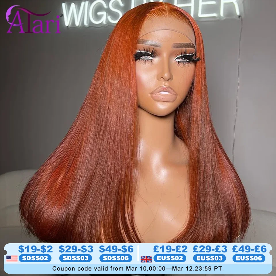 Transparent 13x4 13x6 Lace Frontal Wig Ginger Orange Straight Human Hair Wigs for Women Pre Plucked 5x5 Lace Closure Wig