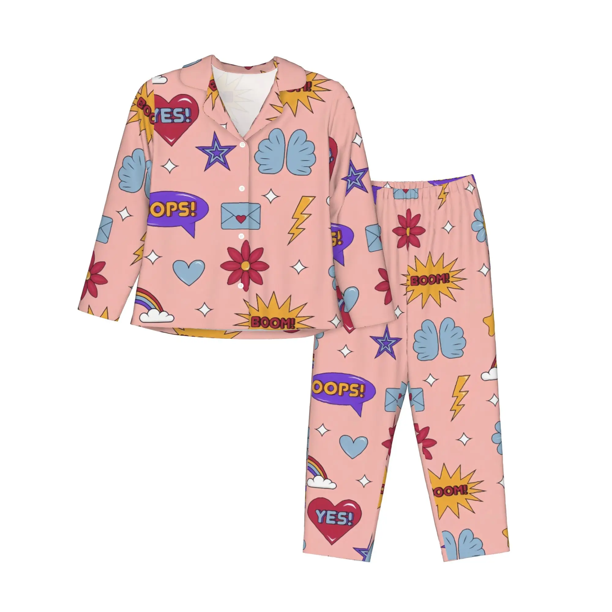 Новые женские пижамы с рисунком пузырей на весну и осень, одежда для дома, кардиган, пижамный комплект с длинными рукавами