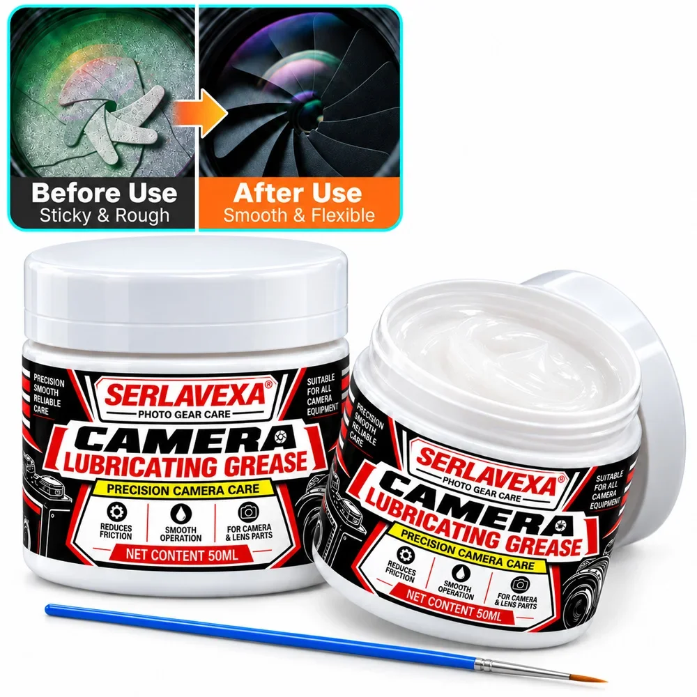 Camera Lubricating Grease 50ML for Lens Focus Ring Gear Mechanism Precision Maintenance with Brush Photography Equipment Care