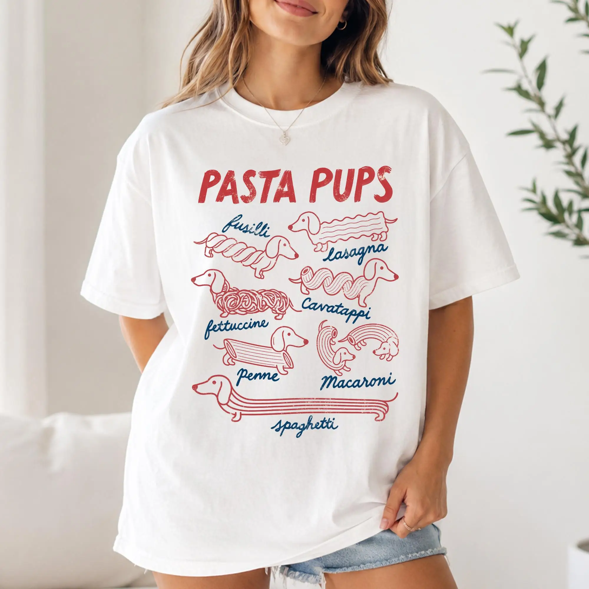 Pasta Pups Shirt, Lustiges Dackel-Spaghetti-Shirt, Geschenk für Italienische Feinschmecker – Detail 6