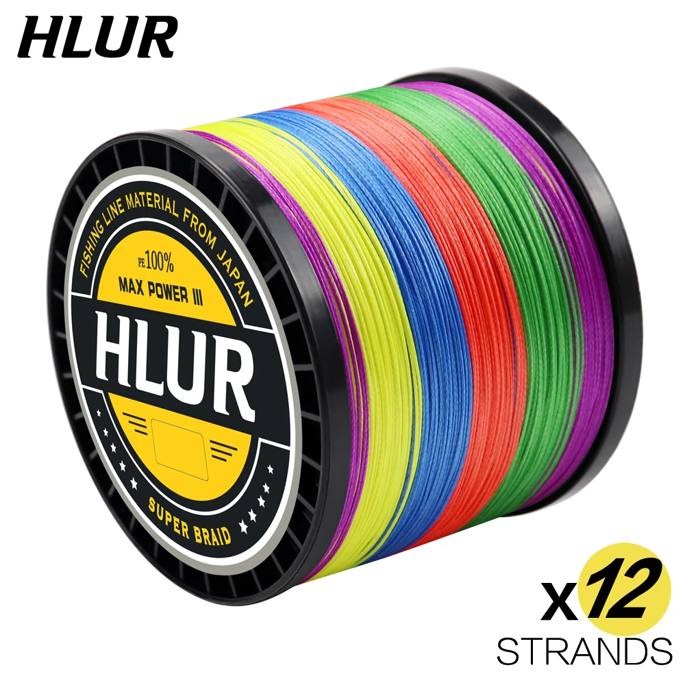 HLUR X12 Strong 300M 1000M 12 Strand Weaves PE Braided Fishing Line Multifilament 8 Braid Wire 20-150LB Carp Fishing Accessories