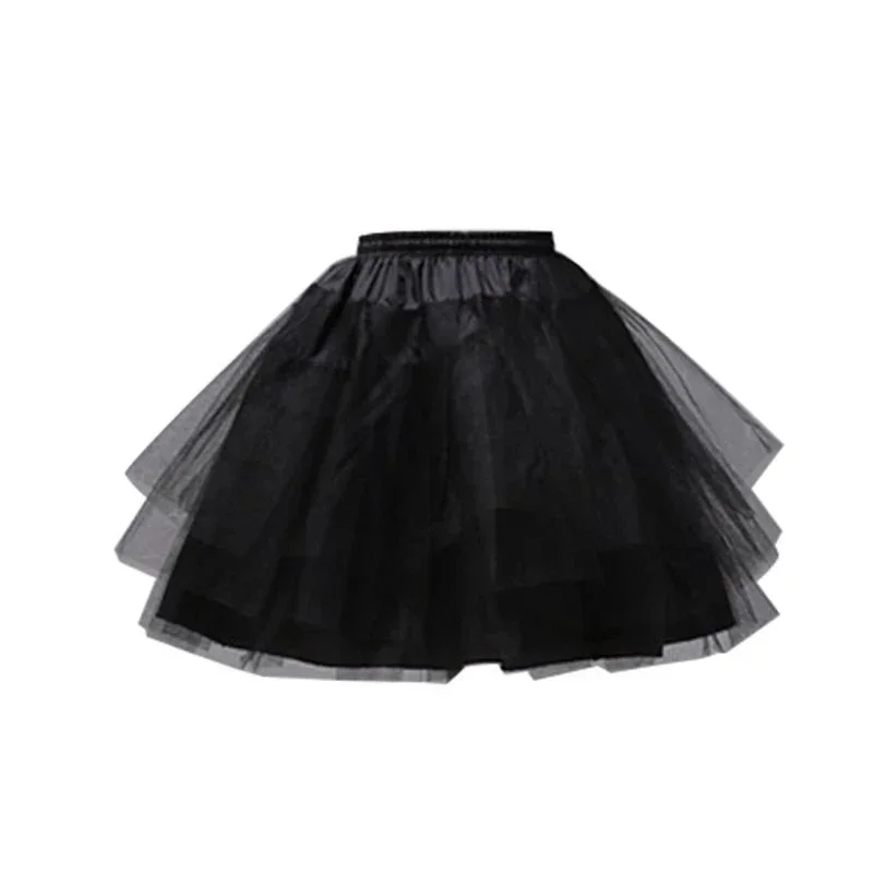 Women Girls Double Layers Solid Color Short Tulle Petticoats Elastic Waistband A Line Mesh Underskirt Crinolines For Dress