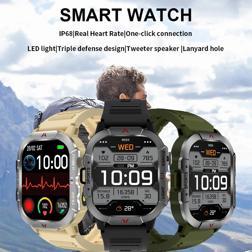 2024 Smart Watch Men Women LED Flashlight 100+ Sport Modes Fitness Tracker Body Temperature 2.01” Screen Smartwatch Men Women