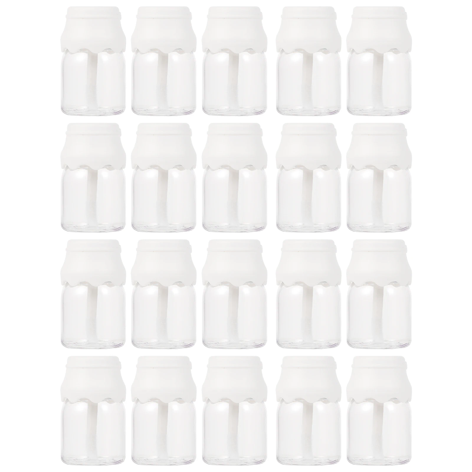 20 pçs vazio tubo de brilho labial garrafa forma recipiente de bálsamo labial de plástico com escova recarregável portátil para viagens escritório em casa