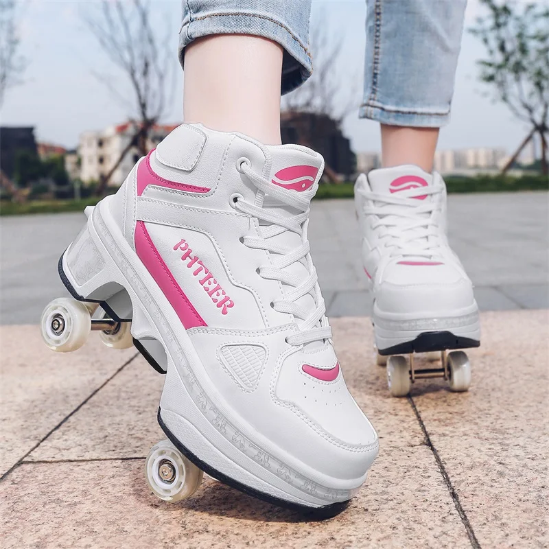 Classic Fashionable Simple Skating Shoes With Two Wheels Suitable For Students' Outdoor Sports And Leisure Activities Skate