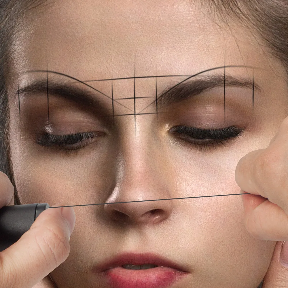 Bouteille de ficelle de cartographie de microblading pré-encré, ligne de marqueur de sourcils, outil de embaude tatouage de maquillage en continu, fil d'eye-blogueur blanc, 20m, 3 pièces