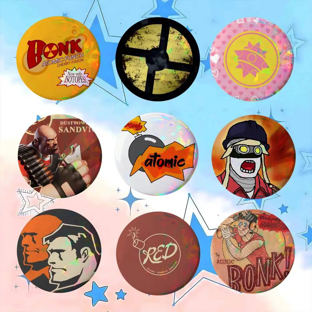 TF2 Bonk! Atomic Punch Logo  Anime Figure Pin for Boys Girls Character Brooches Creative Bag Badge Fashion Jewelry Accessories