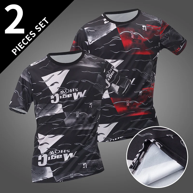 

2/1 Pack Summer Men's Quick-drying Multicolor Mesh Short Sleeves Loose Leisure Sports Running Fashion Shirt T-shirt Breathable