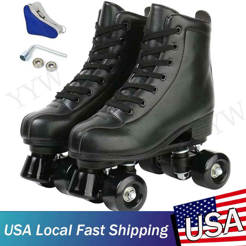สเก็ตกีฬากลางแจ้งรองเท้า PU หนัง Roller Skates รองเท้าสเก็ต Quad Skates รองเท้าผ้าใบเริ่มต้นผู้ชายผู้หญิง Roller รองเท้าสเก็ต