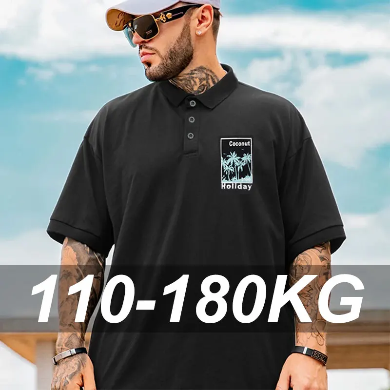 Men's Polo T-shirts Plus Size Summer Lapel Thin Loose Trend Short Sleeve Tees Casual Large Size 1XL-7XL Sports Polo Shirts 180KG