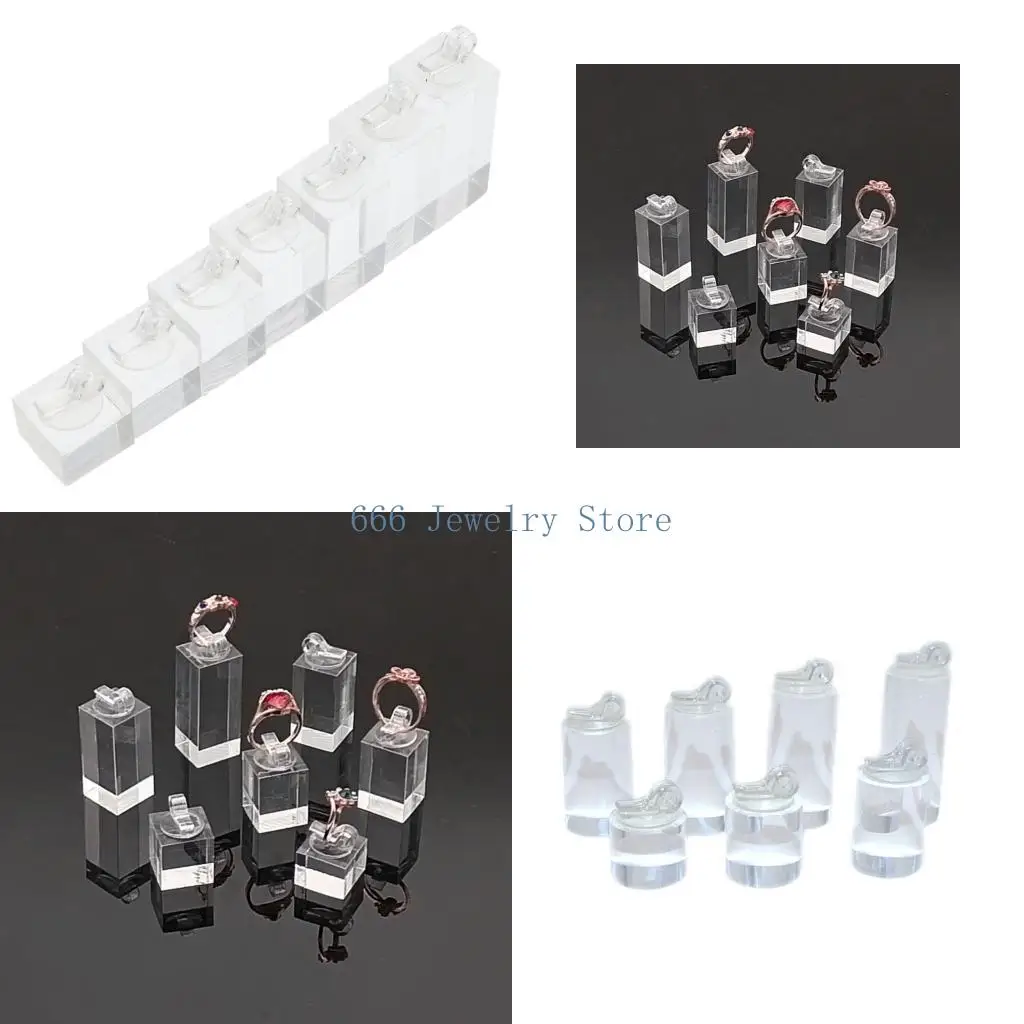 

F2TD 7pcs Акриловые кольца отображают подставку для ювелирных изделий и витрины ювелирных изделий