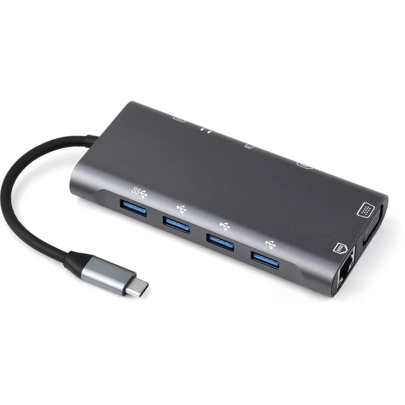 DT23 11-in-1 USB C Hub Docking Station, 4K VGA RJ45 for SD TF Reader, 100W PD, Aluminum Shell, Plug and Play for Laptop
