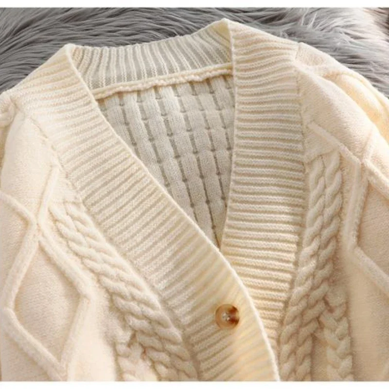 Autumn Winter High Waist Crop Sweater Women Button Down Knit Cardiga Short Knitwear Women Knitted Jacket Outwear