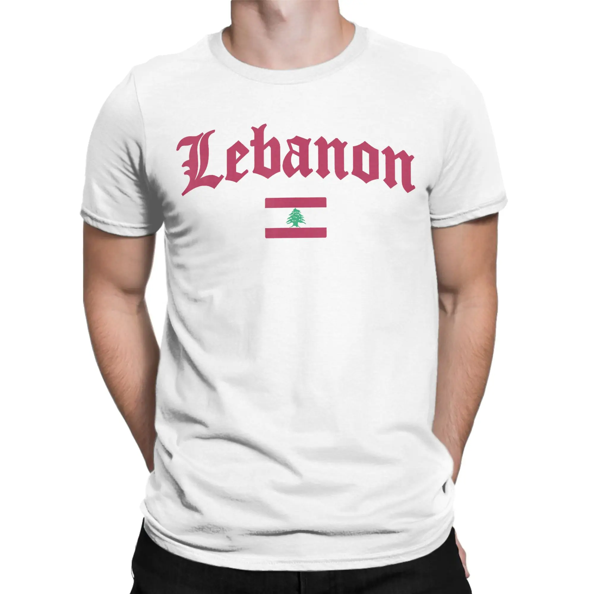 Men Lebanese Flag of Lebanon T Shirts  Pure Cotton Tops Funny Short Sleeve Round Collar Tees Plus Size T-Shirts