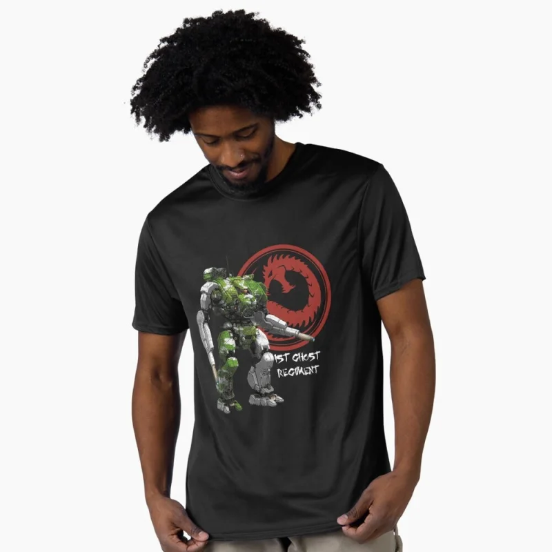 

1st Ghost Regiment Mechwarrior MWO Mech Combat Video game Gift t shirt for RPG Fan Battletech Graphic clothes All size tops