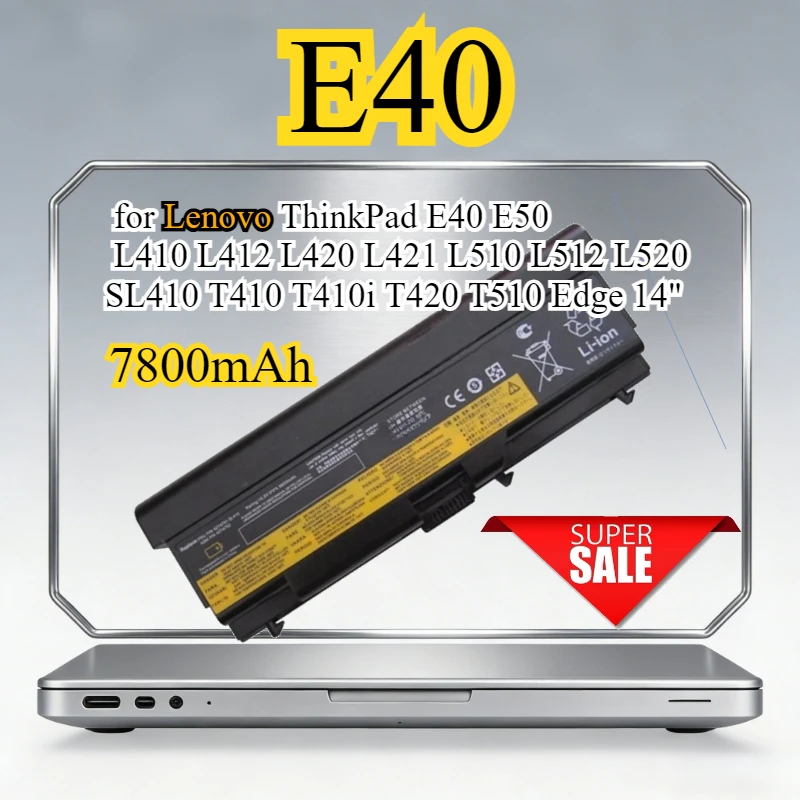 

7800mAh 9cells Laptop Battery for Lenovo ThinkPad E40 E50 L410 L412 L420 L421 L510 L512 L520 SL410 T410 T410i T420 T510 Edge 14"