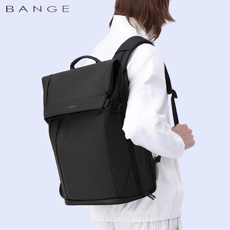 Bange 15.6-inch laptop Men's business backpack waterproof multi compartment travel bag Black backpack suitable for Men