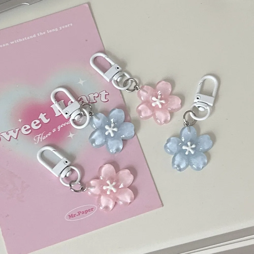 Simulated Sakura Key Chain Resin Cherry Blossom Jelly Sakura Pendant Keyring Fashion Backpack Hanging Ornaments Couple Gifts