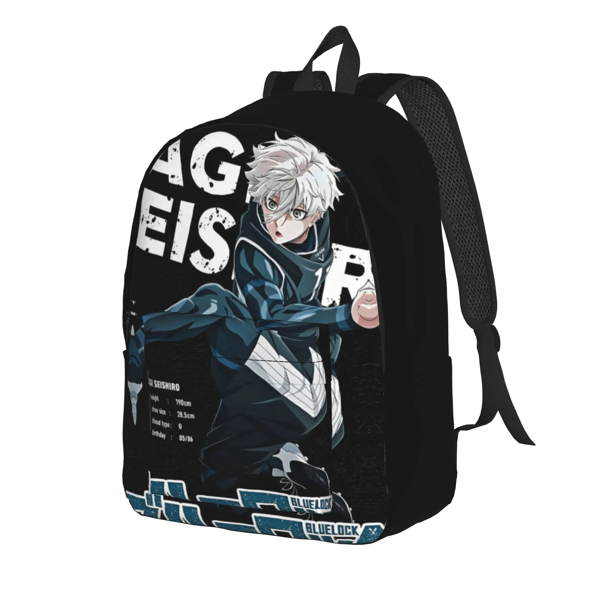 Blues Locks Soccer Player Backpack  Boy Girl Polyester Outdoor Style Backpacks Big Casual School Bags Rucksack