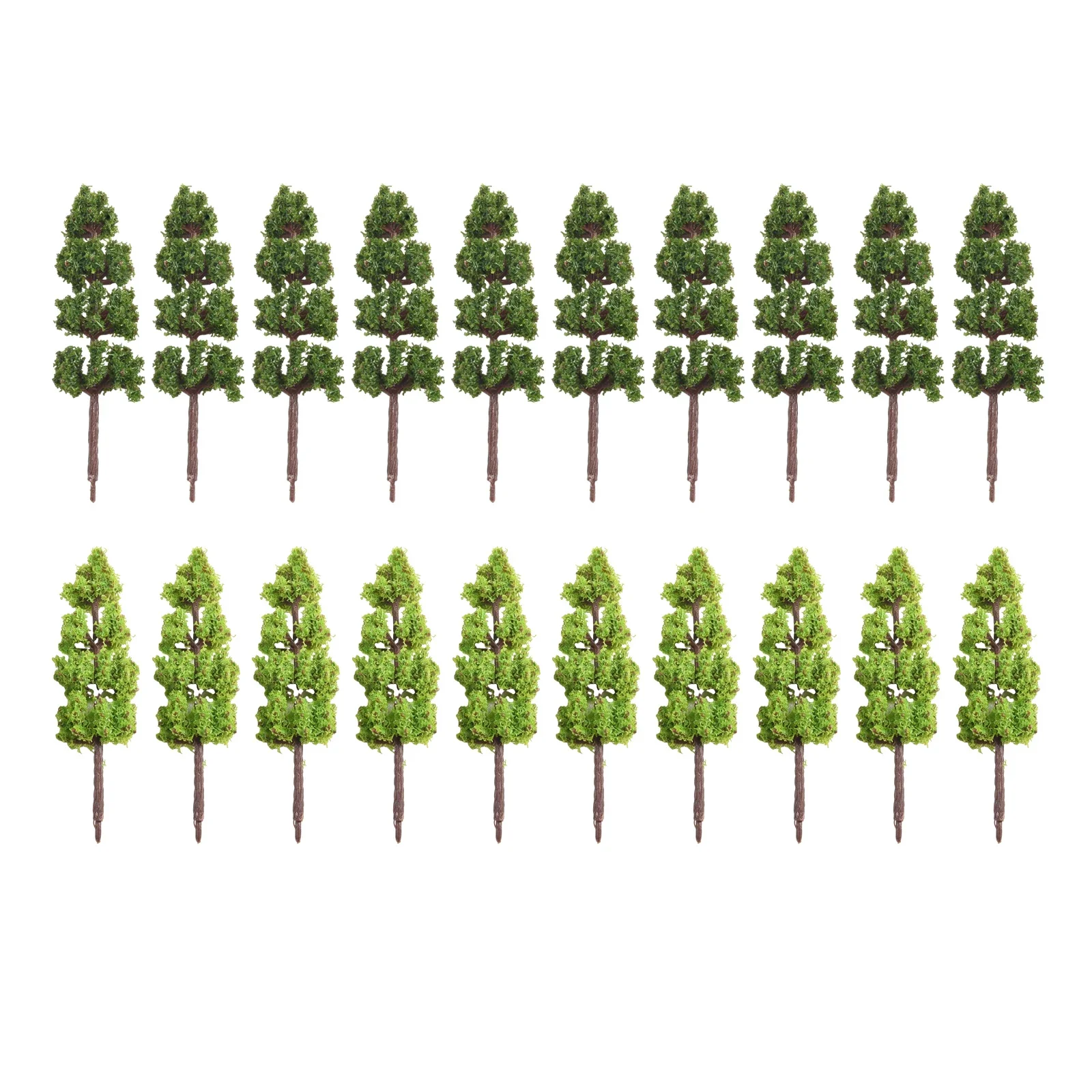 20Pcs Green Model Trees Miniature Landscape Scenery Train Railways Trees Model Scale 1:200 Green Plastic Artificial Trees