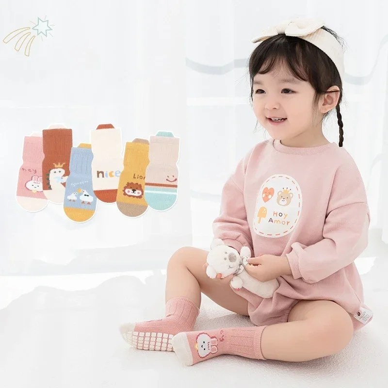 Spring Autumn Children Kids Anti-slip Long Socks Cartoon Soft Baby Toddler Home Trampoline Socks Boys Girls School Sports Socks