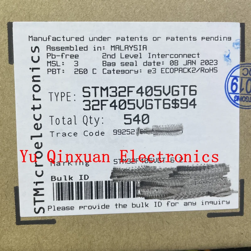 STM32F405VGT6 Packaged LQFP-100, microcontroller, 32-bit, advanced connectivity and encryption, new original stock