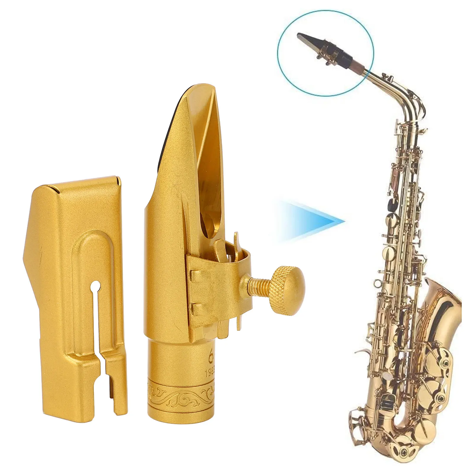 

Мундштук для альт-саксофона Eb, раздвижная крышка, латунный прочный матовый 6C, замена мундштука для саксофона для профессионалов и начинающих