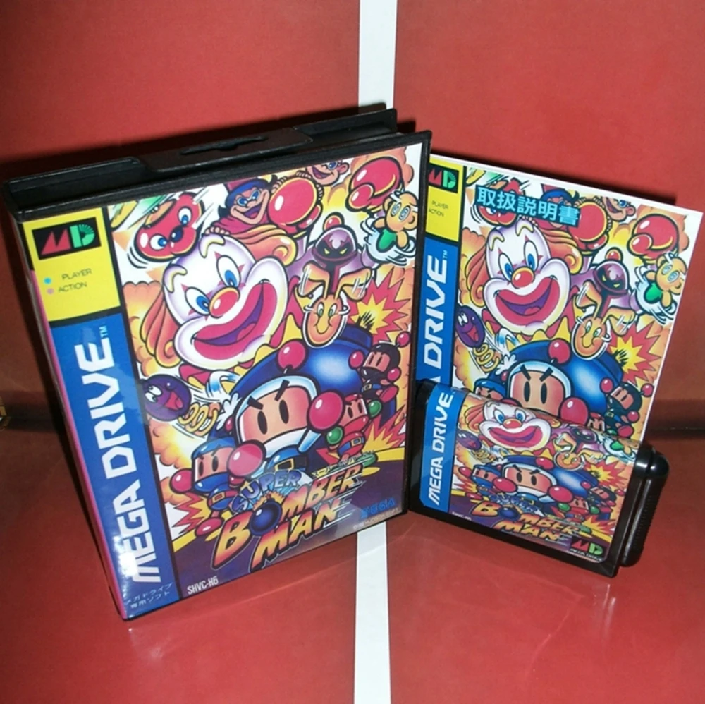 Mega Bomberman con caja y Manual para Sega MD, Cartucho de juego de 16 bits, Megadrive Genesis System