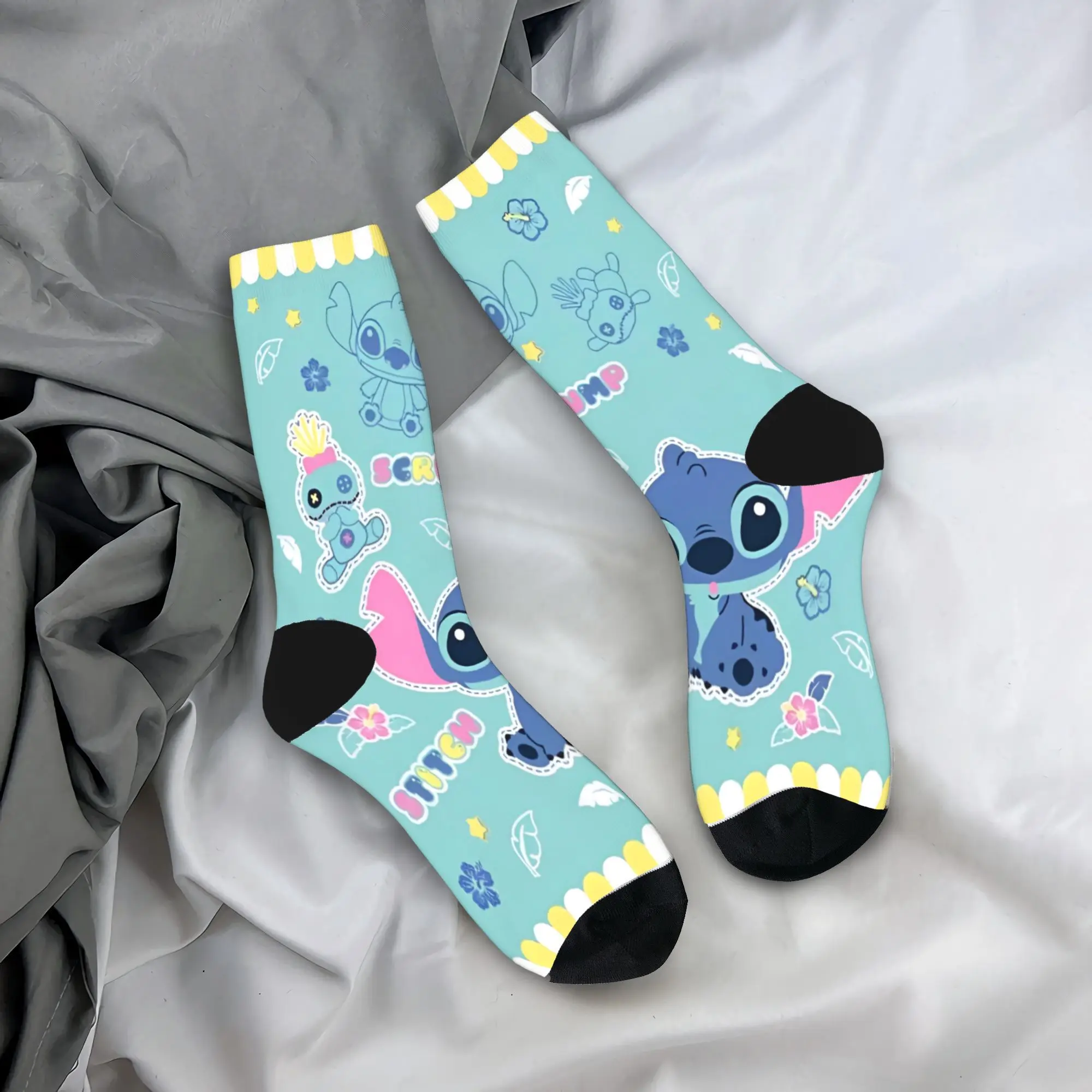 

Colorful So Cute Stitch Soccer Socks Cartoon Koala Polyester Middle Tube Socks for Unisex Breathable