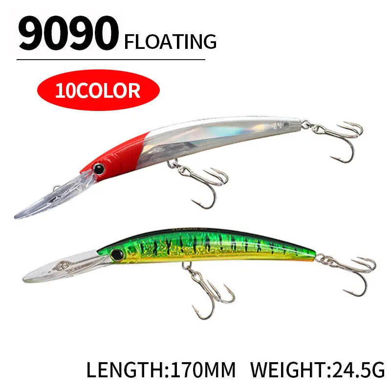 170mm 24.5g Big Minnow Fishing Lures Floating Wobbler Trolling Artificial Bait Diving Bass Pike Pesca Carp Fishing Accessories