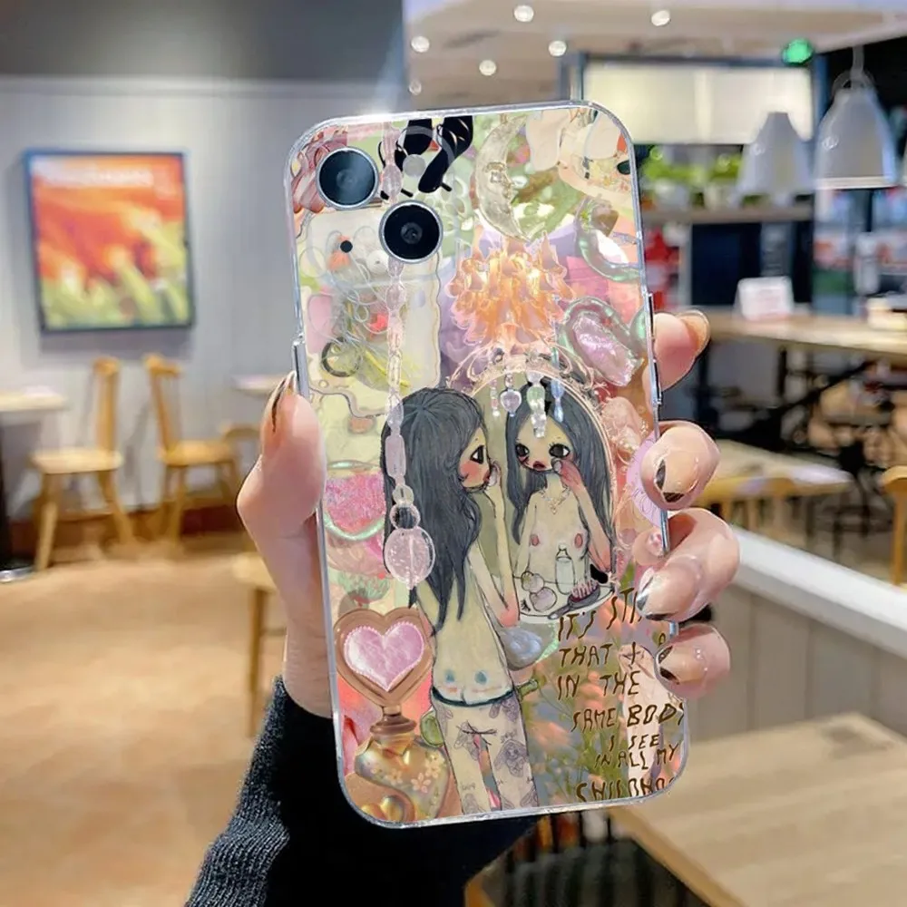 Aya Takano Japanese painter Phone Case For iPhone 15,14,13,12,11 Plus,Pro,Max,XR,XS,X,7,8 Plus,SE,Mini Transparent Silicone Soft