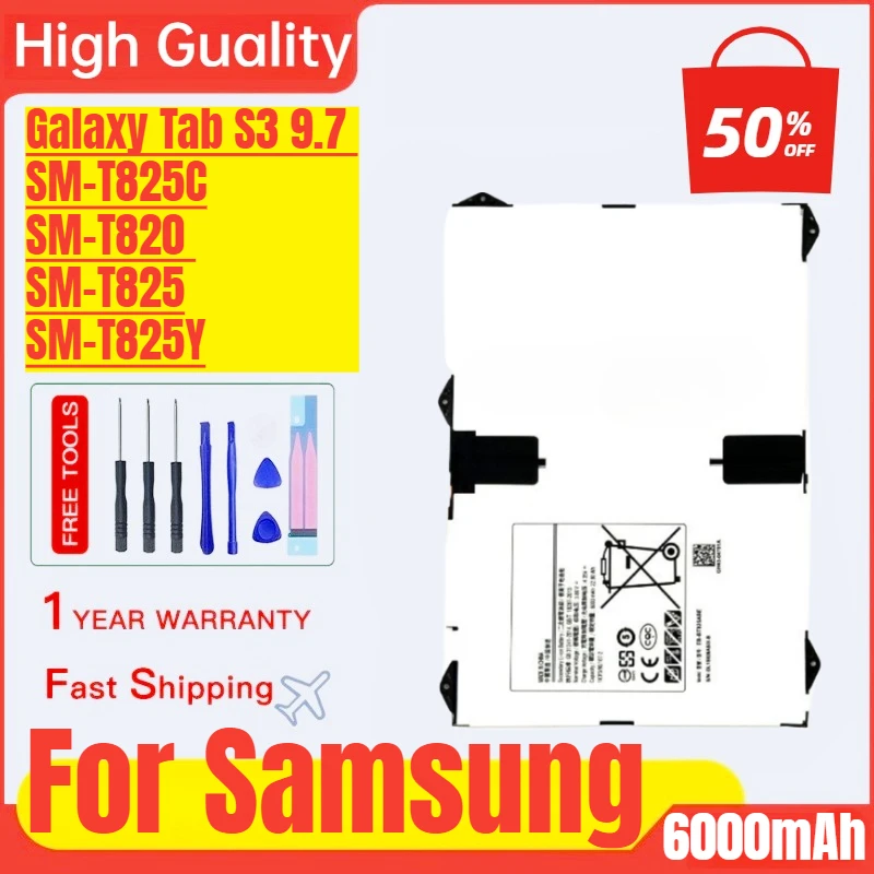 

EB-BT825ABE for Samsung Galaxy Tab S3 9.7 SM-T825C SM-T820 SM-T825 SM-T825Y Tablet Battery Replacement Bateria with Tools