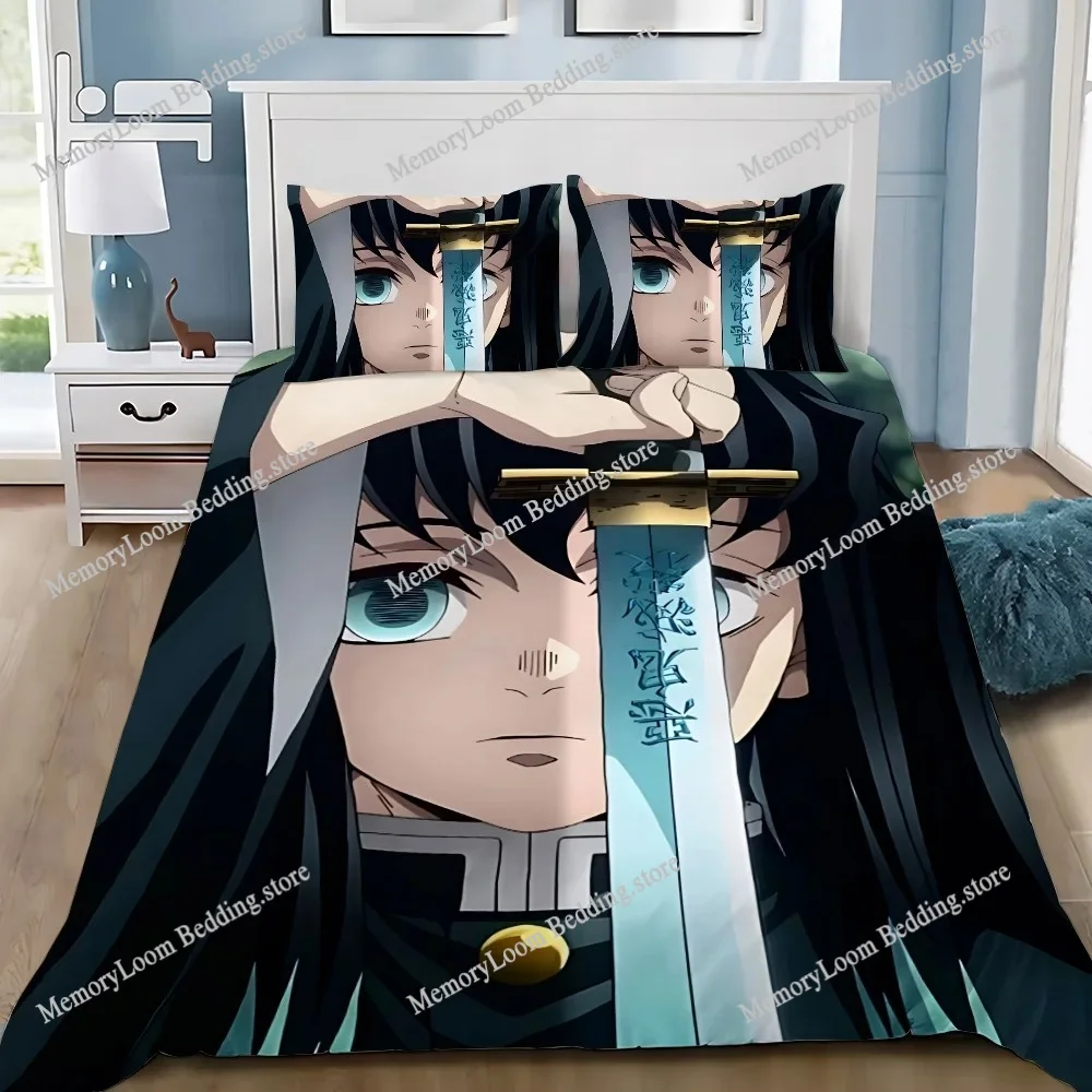 

Muichiro tokito Duvet Cover Pillowcase Bedding Set Adult Boy Girl Bedroom Decoration Children Gift Single Double Large Size
