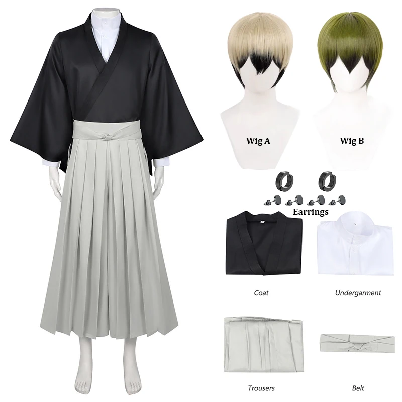 Anime Zenin Naoya Cosplay Costume Wig Earrings Jujutsu The Culling Game Uniform Halloween Carnival Party Role Playing Outfit
