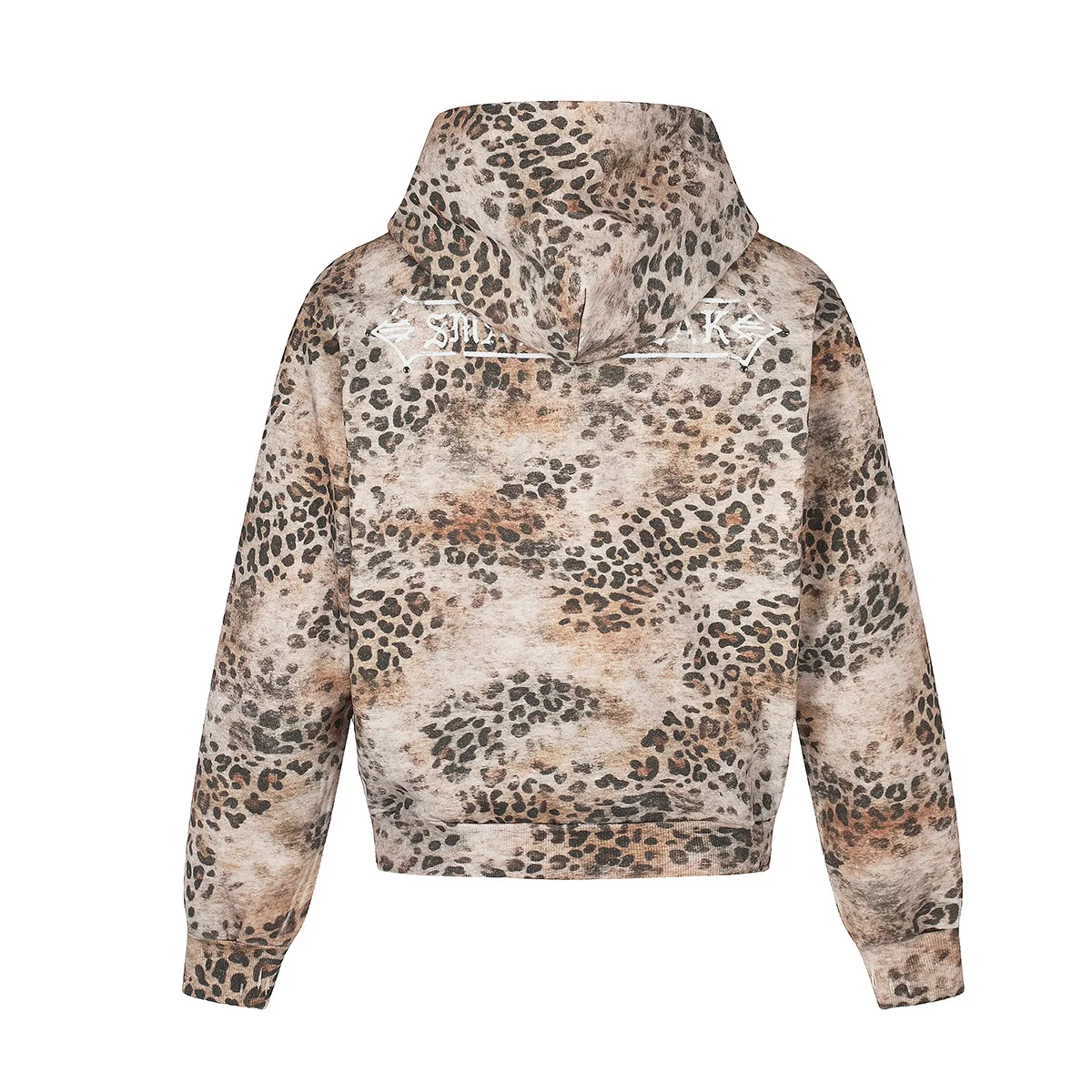 MWJLPWQ American Retro Leopard Print Hooded Sweatshirt Male Street Cardigan Tops Stylish Short Zipper Hoodie For Couples 17596