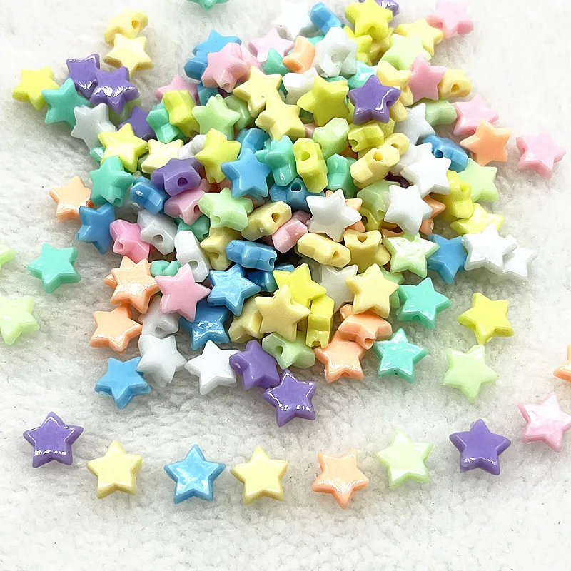 NEW 100pcs 10mm Candy Color Five-pointed Star Acrylic Loose Spacer Beads for Jewelry Making DIY Bracelets Accessories