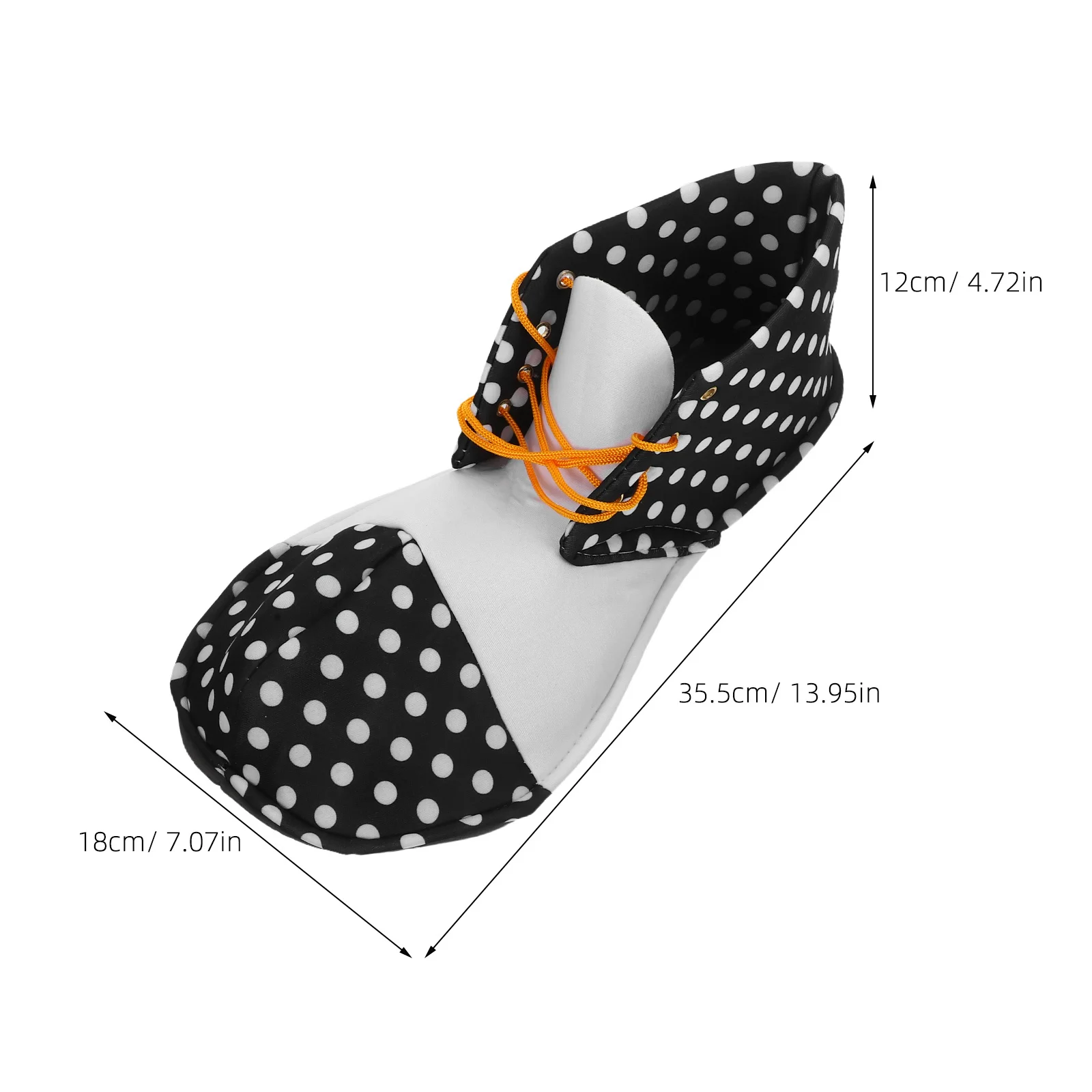 زوج واحد من أحذية المهرج المنقط باللون الأسود والأبيض وإكسسوارات أزياء الهالوين المضحكة للحفلات التنكرية للرجال والنساء كرنفال #3