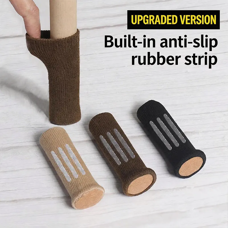 4/24Pcs Silent Knitted Furniture Legs Sock Anti-Slip Felt Base Chair Leg Cover Universal Wear-resistant Chair Feet Cap Winter