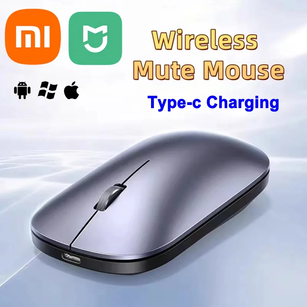 ماوس Xiaomi صامت ثنائي الوضع لاسلكي من النوع C شحن 2.4 جرام ديسيبل متوحد الخواص قابل للتعديل وقابل لإعادة الشحن مريح Morandi ماوس مكتب محمول