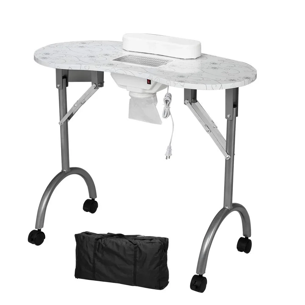 

Manicure Nail Table with Electric Dust Collector, Foldable MDF Laminated Home Nail Beauty Technician Desk, Spa Salon Workstation